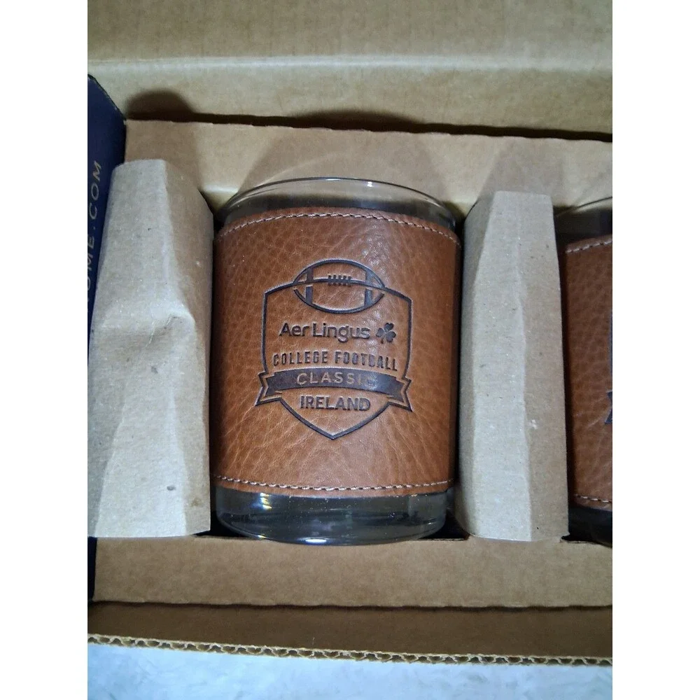 Clayton and Crume Handcrafted Leather Goods college football bar glasses